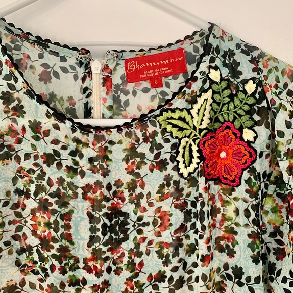 Anthropologie Bhanuni By Jyoti Libra Dress Floral Embroidered Bell Sleeve - Picture 3 of 6